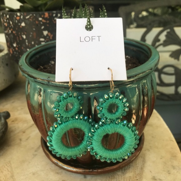 LOFT Jewelry - LOFT THREAD-WRAPPED BEADED DROP EARRINGS